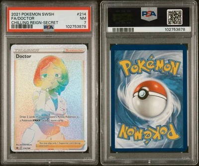 2021 Pokemon Doctor (Secret) Rare 214/198 - Rainbow Colors - Trainer NM PSA 7 - Image 1 of 3