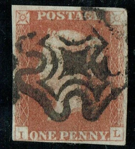 1841 1d Red Black Plate 9 IL 4m Fine WELSHPOOL MX Fine Used Cat. £800.00 - Picture 1 of 1