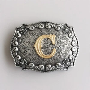 Hebilla de cinturón Western Initial Letter C hebilla de cinturón también stock en EE. UU. - Imagen 1 de 8