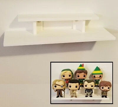 12 inch Long White 2-Tier Wall Shelf for small Items and Figurines Display Riser - Image 1 of 4