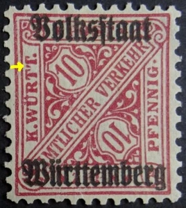 Württemberg 262IV (*) Plattenfehler 4 ungebraucht Pracht / M€ ca. 15,- - Bild 1 von 3