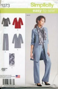 Simplicity Sewing Pattern 1073 Misses Pants Top Coat Size 6-14 Uncut - Picture 1 of 1