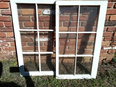 Antique Window Frames Matching  Set Top and  Bottom 38 tall x 36 wide Together. - Image 1 of 4