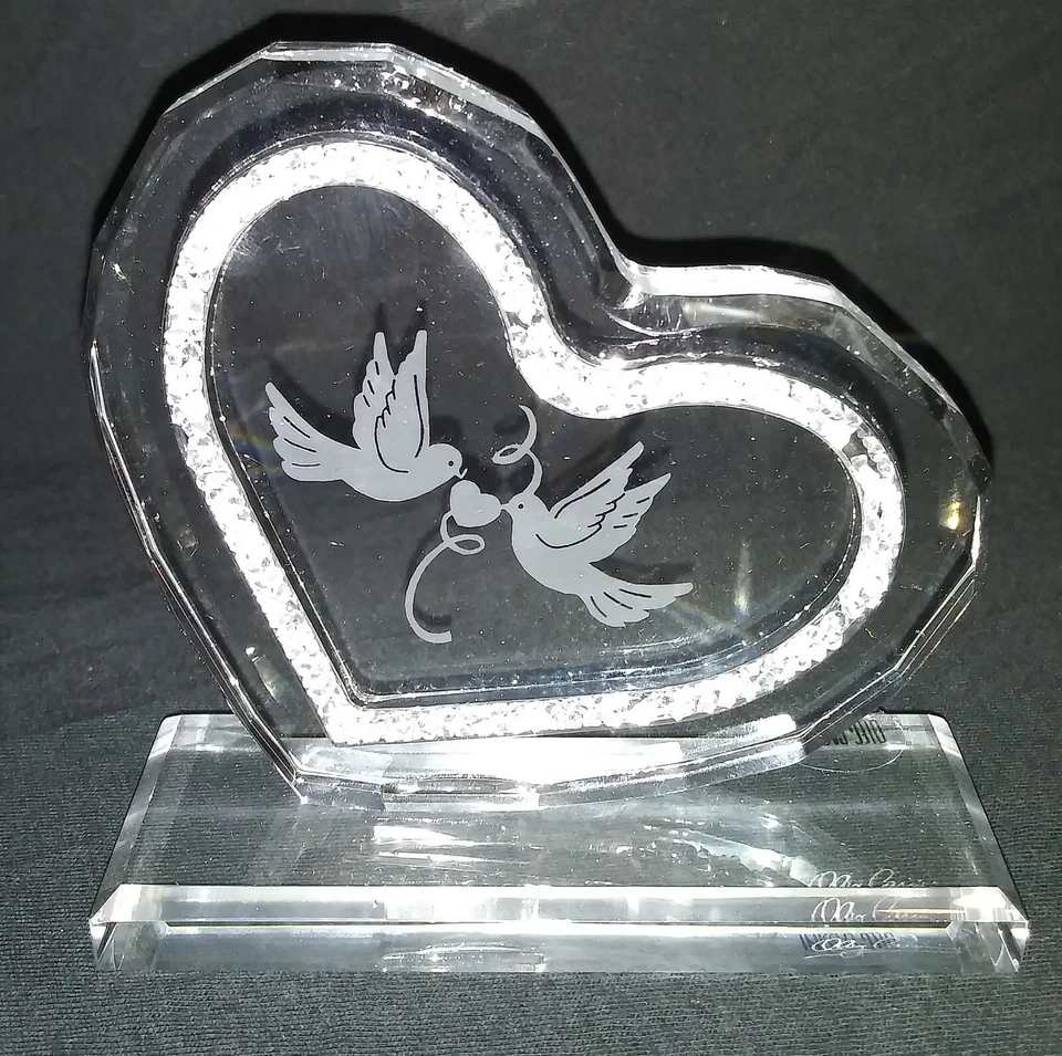Oleg Cassini Cristal Diamante Corazón Palomas Boda Pastel Topper Firmado Nuevo en Caja Foto 1 de 1