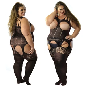 UK Size 6-26 Body Stocking Bodysuit Nightie Lingerie Fishnet Sexy Underwear Plus - Picture 1 of 36