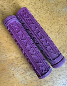 PURPLE Answer Logo Grips 4 3/4" Made in USA *Fits ANY bicycle* VINTAGE - Picture 1 of 10
