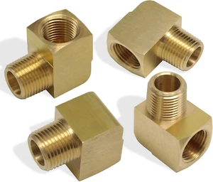 KOOTANS 4Pcs 1/4 NPT Elbow Brass Fittings, 1/4 NPT Male to 1/4 NPT Female Thread - Picture 1 of 15