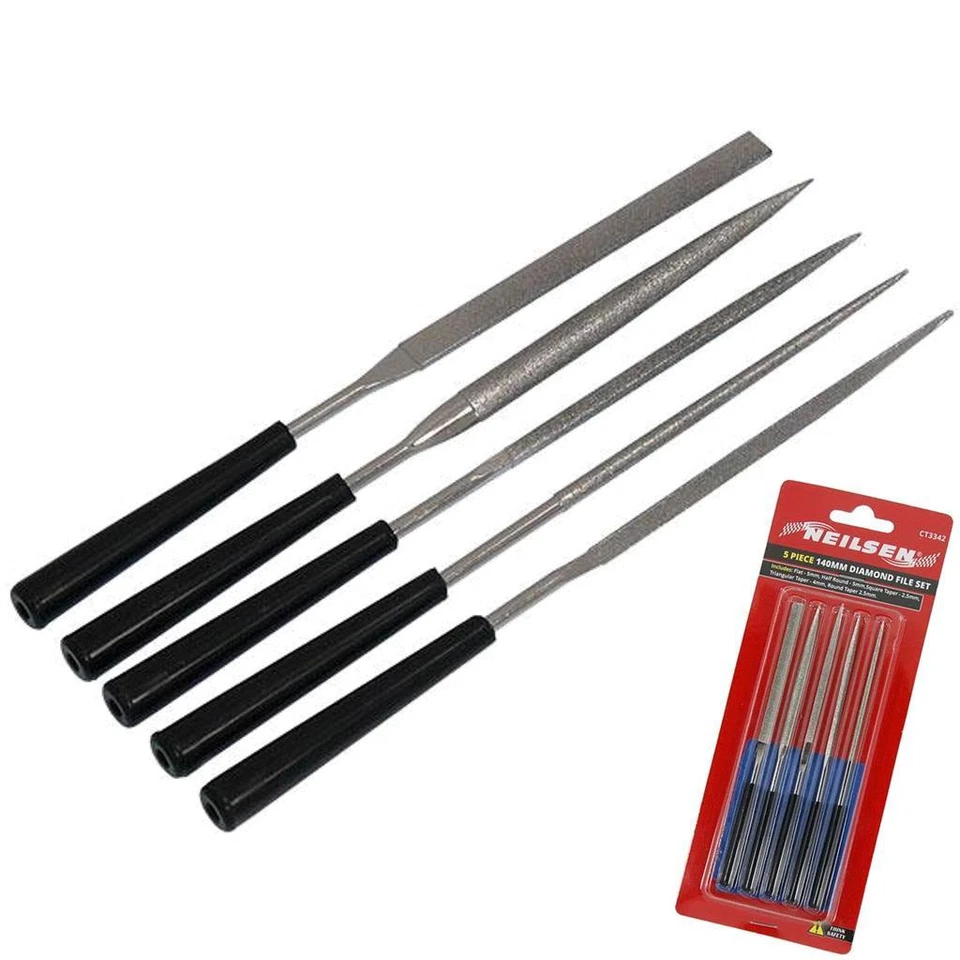 Neilsen 5pc Diamond Needle File Precision Micro Files Craft Work Jewellery Set - Image 1 of 3