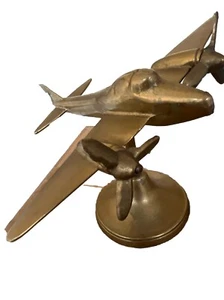 Vintage Solid Brass Airplane WW11 7X7X5 Spinning Double propellers - Picture 1 of 9