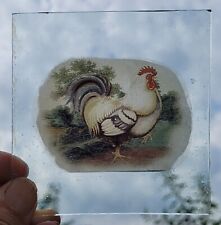 Stained Glass Rooster Cockerel kiln fired art craft 9.5 cm x 10 cm hens chickens