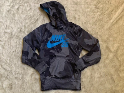 Sudadera con capucha ThermaFit gris camuflaje/azul Nike SB para niño (mediana) Foto 1 de 4