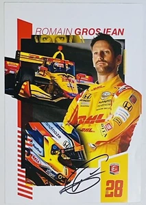 Tarjeta de héroe firmada por Romain Grosjean #28 2022 Andretti DHL Honda IndyCar INDY - Imagen 1 de 2