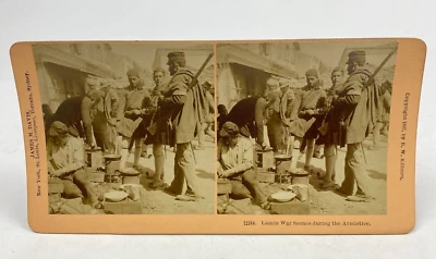 1897 Греко-турецкая война Stereoview RPPC Сцена Перемирия Ламия от B. W. Kilburn - Изображение 1 из 4