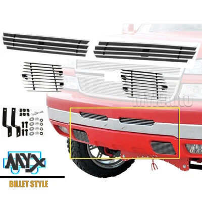 Fits 03-06 Chevy Silverado 1500/2500 Billet Grille Chrome Bumper Grill Combo Foto 1 de 4