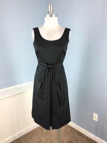 Nuovo abito Kate Spade taglia XS 2 nero tubino vita impero fiocco LBD chic wow