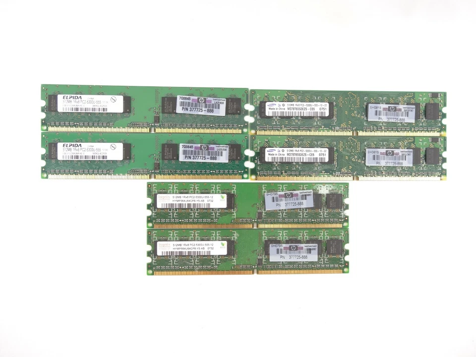 3GB RAM (6x 512MB) PC2-5300U-555-12 1Rx8 - Image 1 of 4