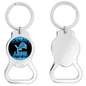 Detroit Lions Bottle Opener Keychain Round - Picture 1 of 1