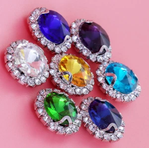 20pz Colori Misti Cucire Strass Tondo Rivoli Bottoni Pietre Vetro - Foto 1 di 5