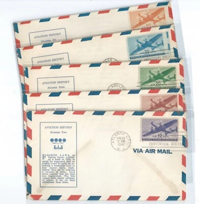 (5) US FDC C27 TO C31 Transport 1941 LINPRINT Unaddressed Lot of 5 - Image 1 of 4