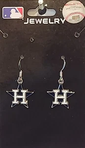 Houston Astros Dangle Earrings (Chrome) Licensed MLB Baseball Jewelry - Picture 1 of 6