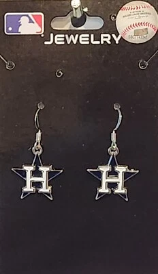 Houston Astros Dangle Earrings (Chrome) Licensed MLB Baseball Jewelry - Image 1 of 4