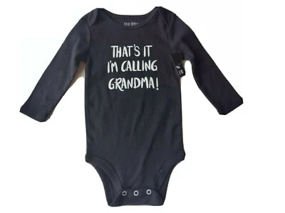 NUEVO Body negro manga larga Okie Dokie Baby I’m Calling Grandma talla 9 meses Foto 1 de 2