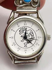 Reloj de pulsera vintage firmado Navajo RB con correa turquesa de plata esterlina - Imagen 1 de 12