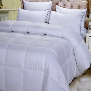 100% Cotton Dobby Down Alternative Comforter Box Stitch Striped Duvet Insert - Imagen 1 de 5