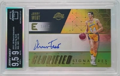 2017-18 Panini Essentials /35 Gold Jerry West Graded Arena Club 9.5 Auto 9 - Image 1 of 2