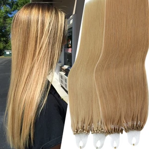 200g Thick Micro Loop Ring Tip 100% Human Remy Hair Extensions Beads Full Head - Picture 1 of 31