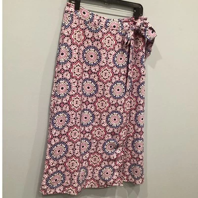 Falda midi de lino para mujer talla 6 envolvente púrpura rosa colorida preppy playa artística Foto 1 de 4
