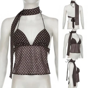 Sophisticated Solid Color V Neck Camisole featuring Fun Polka Dots Print - Picture 1 of 48