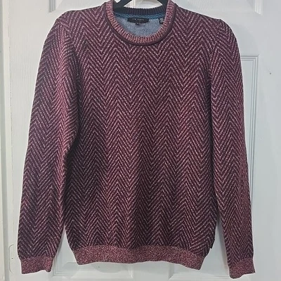 Ted Baker Crewneck Knit Sweater in Red  Chevron Geometric Men's Size 2 Small - Image 1 of 4