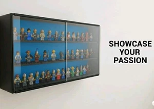 Display Case For Mini Figures Wall Mountable 3 Tier Suits Lego BLUE - Picture 1 of 2