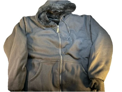 Chaqueta con Capucha Zino Original Clásica Negra Piel Sintética Forrada con Capucha Para Hombre’s 4XL Foto 1 de 4