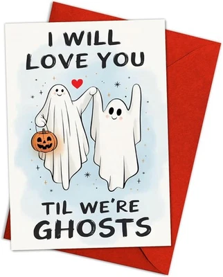 Divertida tarjeta de compromiso de boda de Halloween para mujeres hombres, espeluznantes regalos de Halloween para Foto 1 de 4