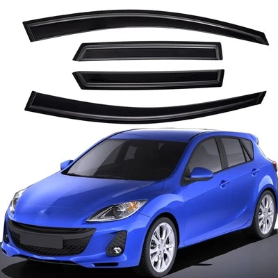 Tape-on Smoke Window Vent Visors Wind Deflectors for 2010-2013 Mazda 3 Hatchback Foto 1 de 4