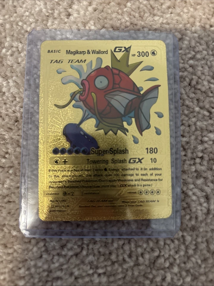 Pokemon Gold Foil Magikarp Wailord GX Tag Team Card 161/181 Fan Art - Image 1 of 1