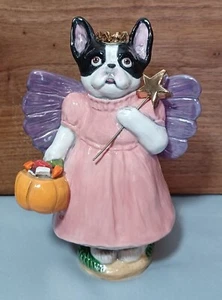 Halloween Boston Terrier gute Hexe OOAK handgeformte Kunst vom Künstler  - Bild 1 von 8