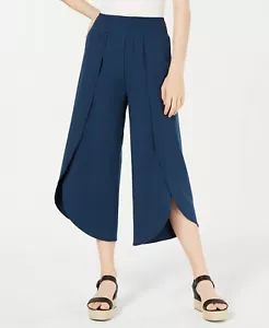 American Rag Juniors' Cropped Knit Wrap Pants Smocked Elastic Waistband Blue - Picture 1 of 12