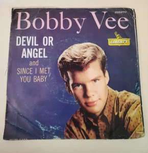 Bobby Vee DEVIL OR ANGEL (ROCK N ROLL 45/PS) #55270 PLAYS VG++ NO NOISE! - Picture 1 of 6