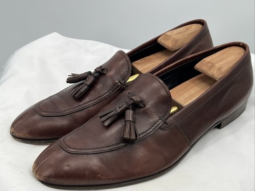 Autentici mocassini da uomo PRADA marroni in pelle con nappa taglia 12 US