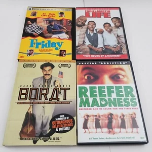 Lot Of 4 Comedy Movies DVD Borat, Reefer Madness, Life, Friday - Picture 1 of 5