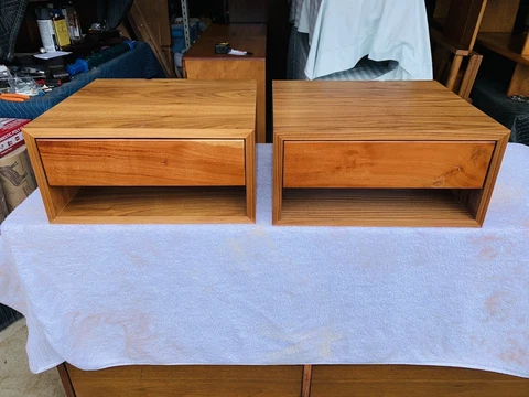 Beautiful Pair of Mid Century Danish Modern Scandinavian Floating Nightstands Cover