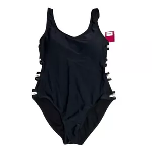 Maillot de bain une pièce noir femme taille L SO découpe latérale NEUF - Photo 1 sur 8