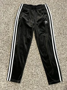 Adidas Boys Youth Medium Velour Joggers Gray Pants 3 Stripe - Picture 1 of 6