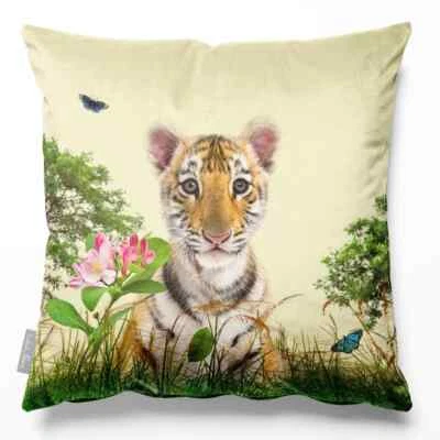 Luxury Designer Eco-Velvet Filled UK Cushion Sofa Tiger Prince Many Colour Size - Image 1 of 4