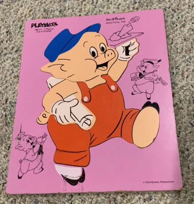 Playskool Practical Pig Puzzle, Walt Disney Pink Background, 7 Pieces, 3-6 Years - Image 1 of 4