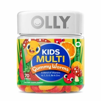 Gusano gomoso multivitamínico OLLY Kids - Vitaminas A- C- D- E- Bs y zinc - 70 quilates Foto 1 de 4