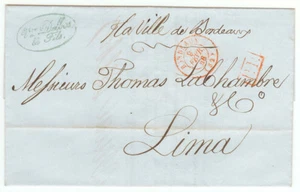 France stampless cover - 1846 - Bordeaux to Lima (PE) - Steamer mail - Cover575 - Bild 1 von 4